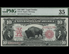 Fr. 118 1901 $10 Bison Legal Tender PMG 35